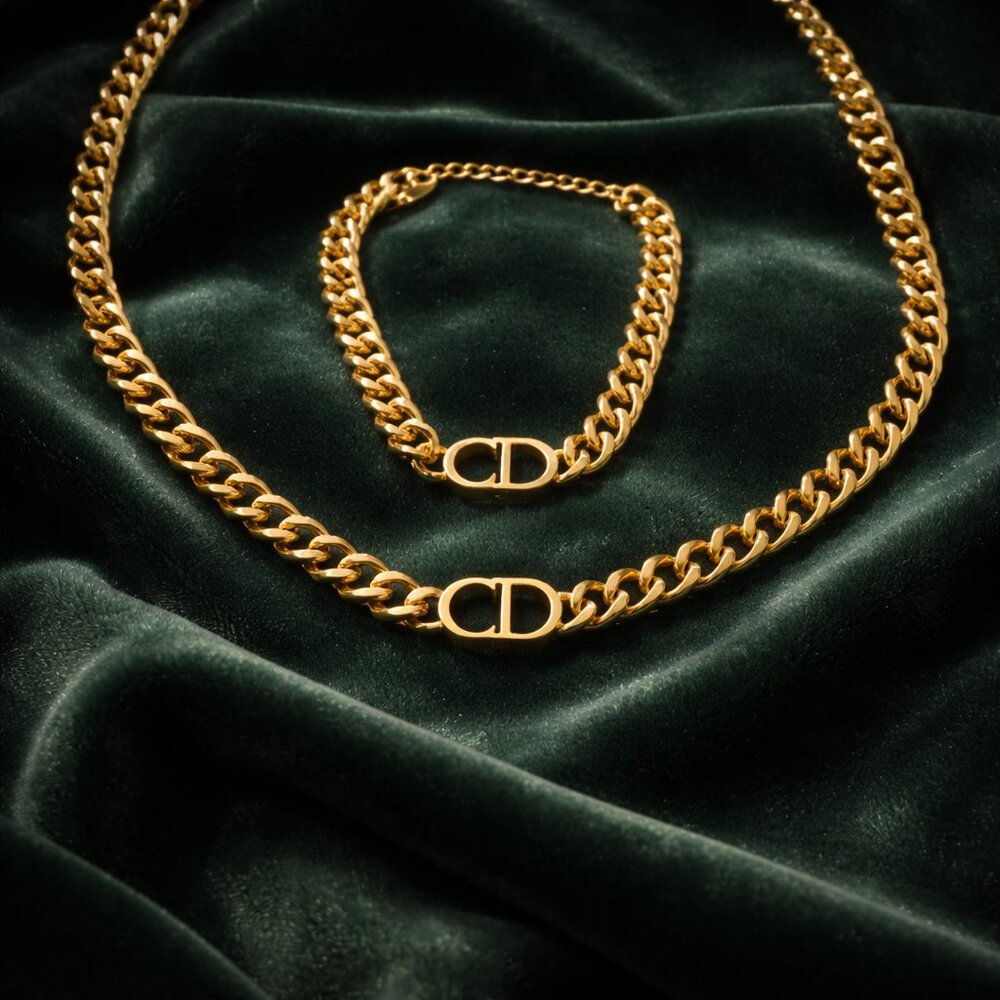 Yellow Gold Cuban Chain Necklace & Bracelet Set‎ | 8mm | Boutique